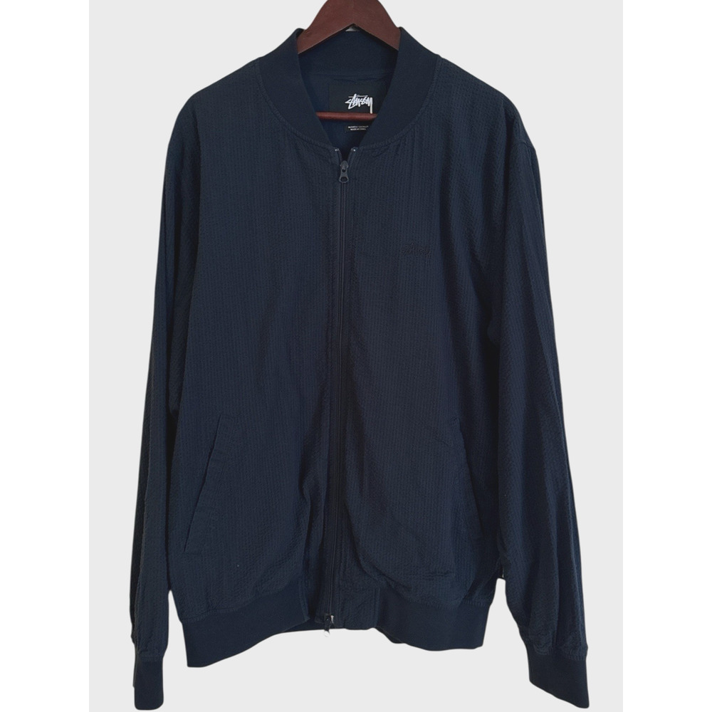 Stussy Men's Full Zip Seersucker Bomber Jacket Size XL